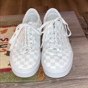 Vans White Checkered Sneakers